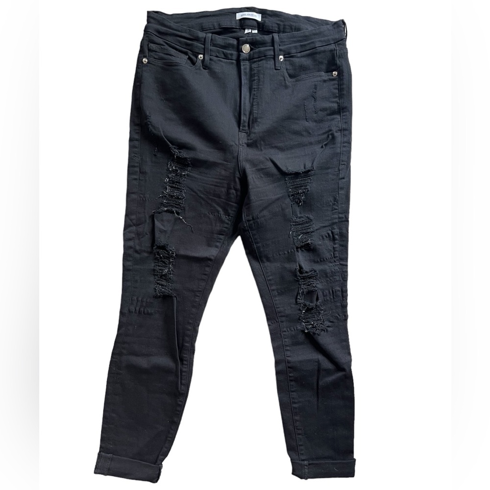 Good American High-Rise Distressed Black Jeans